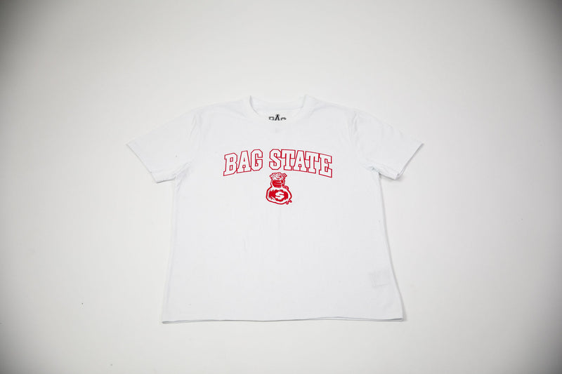 White and Red BAG STATE Tee