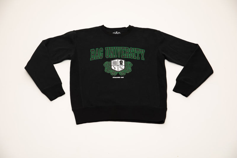 BAG UNIVERSITY Crewneck Jogger Outfit Black Green and White